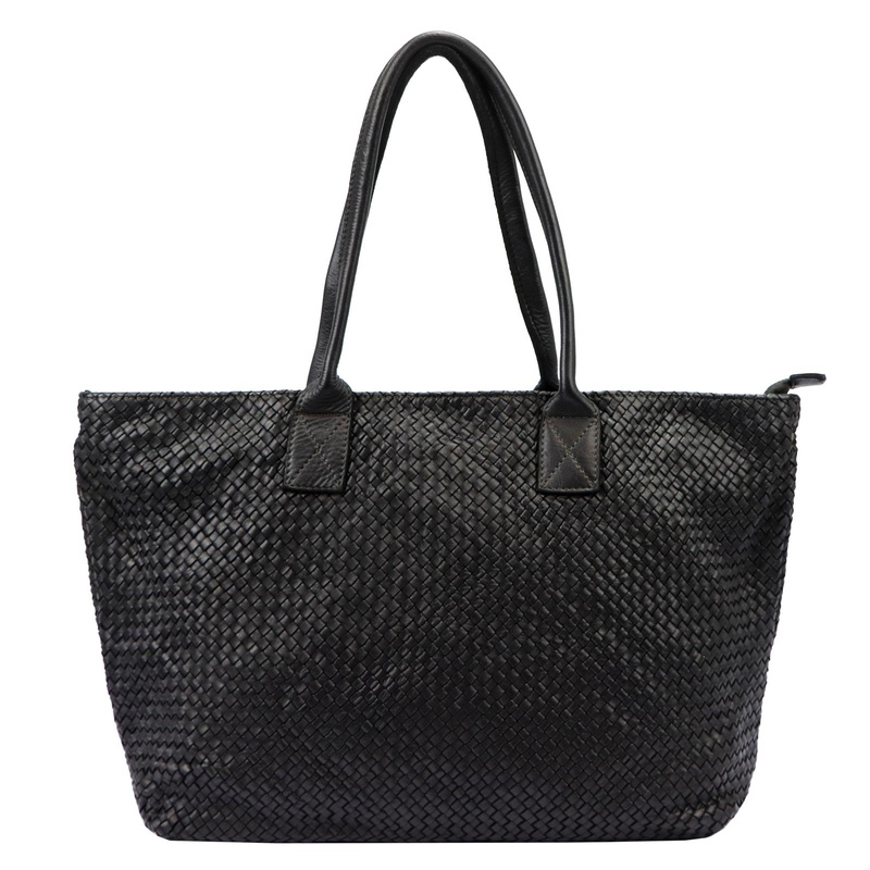 VS Pleciona shopperbag damska Damska torebka na ramię ze skóry naturalnej