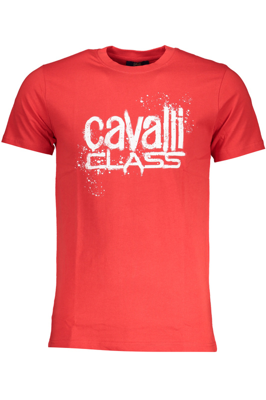 T-SHIRT M�SKI Z KR�TKIM R�KAWEM KLASY CAVALLI CZERWONY