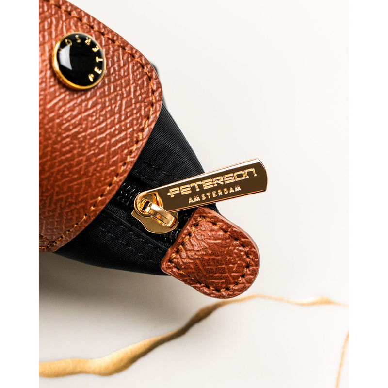 Czarne etui na klucze z poliestru i skóry ekologicznej zamykane na zatrzask i suwak - Peterson