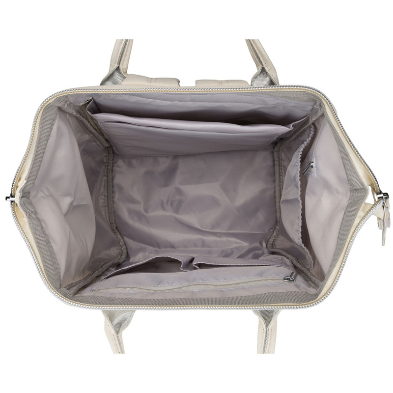 Plecak damski z poliestru w kolorze ecru z miejscem na laptopa i portem USB - Peterson