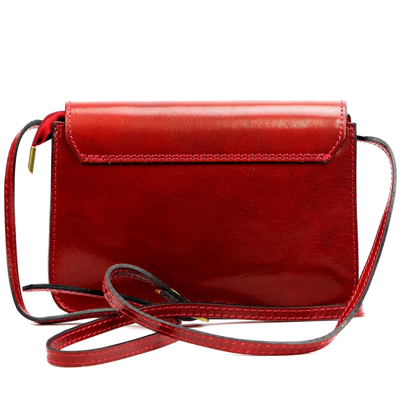 Florence Skórzana elegancka damska listonoszka torebka na ramię z klapą