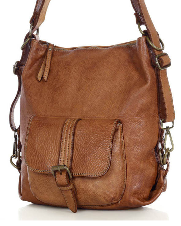 Torba skórzana dla wymagających z opcją plecak old school leather bag - MARCO MAZZINI camel