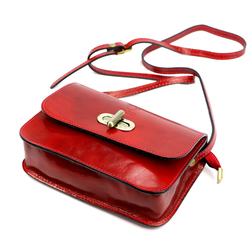 Florence Skórzana elegancka damska listonoszka torebka na ramię z klapą