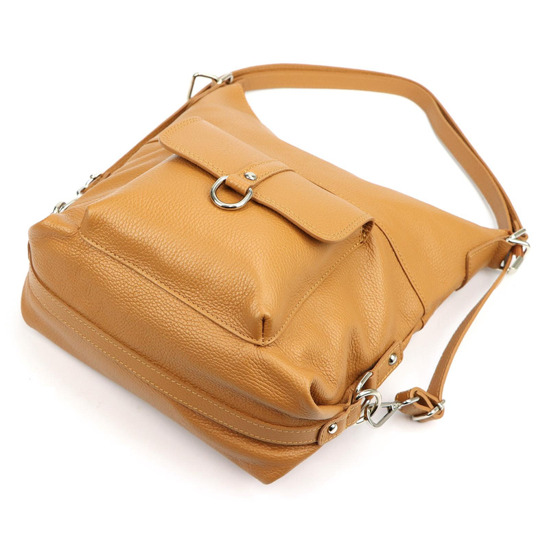 Duża elegancka damska skórzana torebka na ramię z kieszeniami PATRIZIA