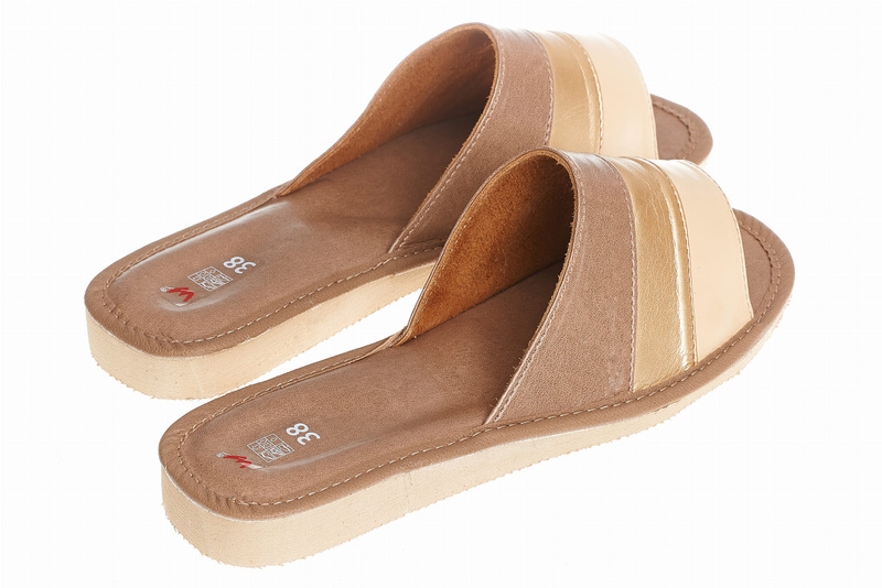 Wójciak Podhale damskie domowe kapcie skóra naturalna wygodne otwarty palec