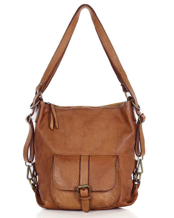 Torba skórzana dla wymagających z opcją plecak old school leather bag - MARCO MAZZINI camel