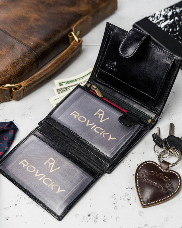 Skórzany męski portfel Rovicky N62L-RVTP RFID