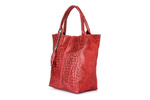Czerwona torebka Worek Skórzana A4 krokodyl z Saszetką czerwona L94