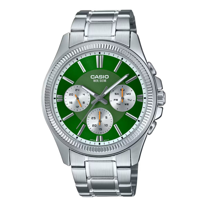 Zegarek CASIO MTP-1375D-3A. Kwarcowy, Kolor zielony. Mężczyzna.