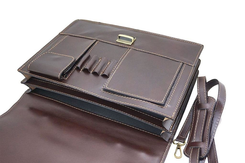 Teczka męska skórzana - Barberini's - Brązowa ciemna