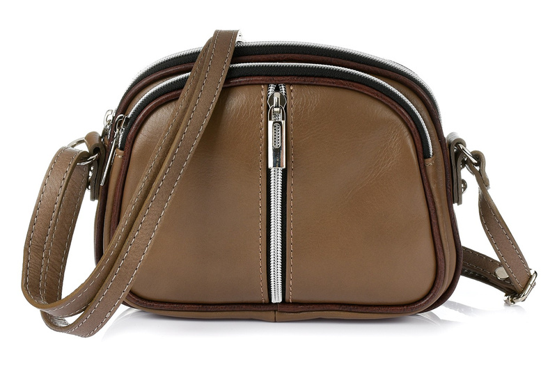 BRĄZOWA 3-KOMOROWA SKÓRZANA LISTONOSZKA VERA PELLE K53