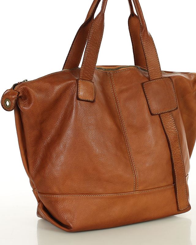 Duża torba shopper A4 z miękkiej włoskiej skóry Marco Mazzini camel