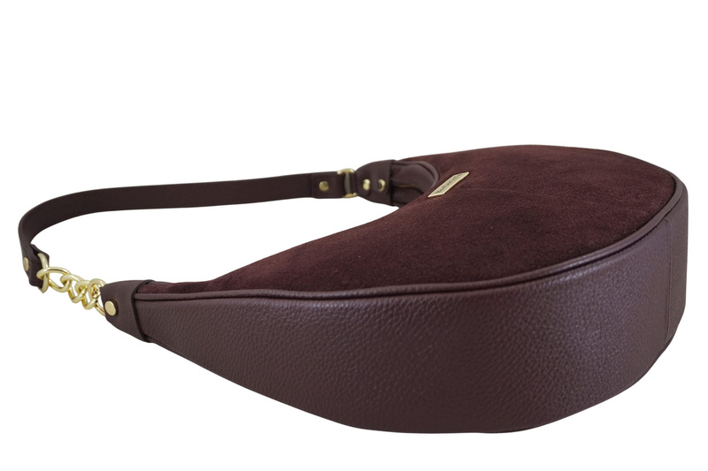 Stylowa torebka z zamszowym wykończeniem - Bordowa