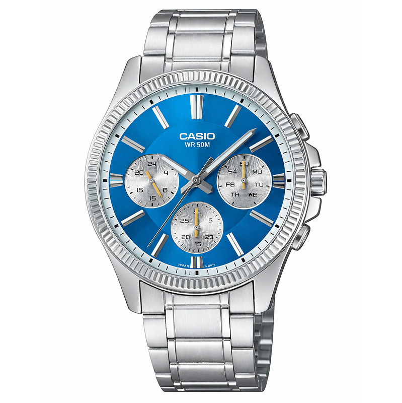 Zegarek CASIO MTP1375D2A2VD. Kwarcowy, Kolor niebieski. Mężczyzna.