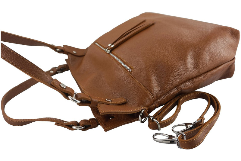 Duży skórzany worek / shopper bag - A4 - Zielony ciemny 