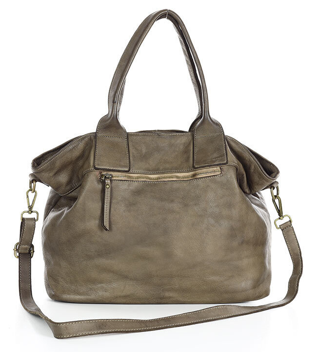 Torebka skórzana shopper bag - MARCO MAZZINI beż taupe