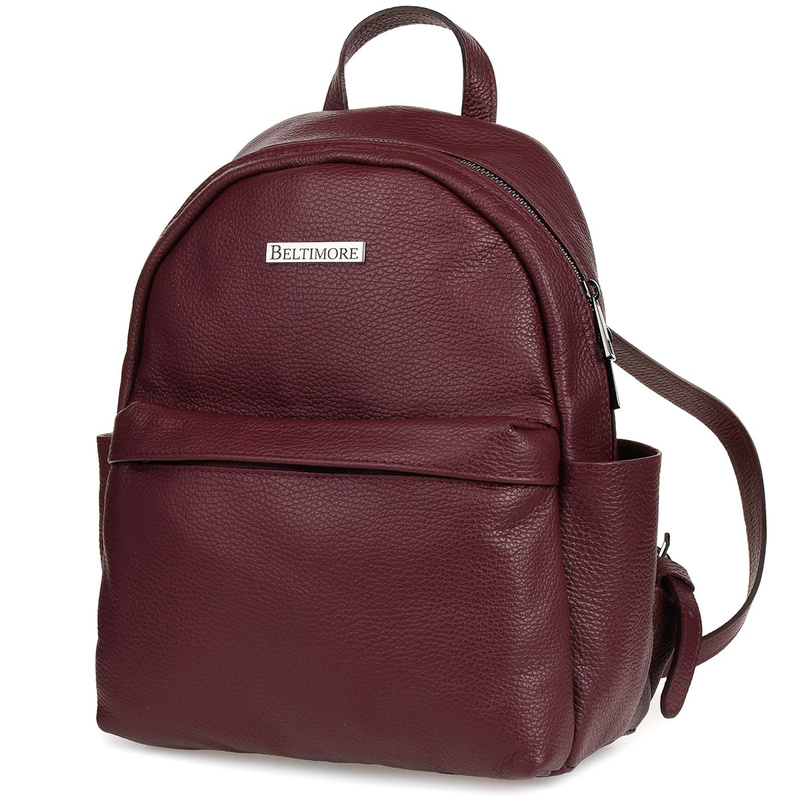 Burgundowy mały skórzany plecak damski elegancki plecaczek A5 Beltimore P15