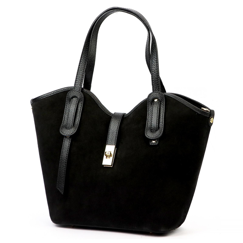 Luka Zamszowa skórzana damska shopperbag na ramię pojemna i stylowa