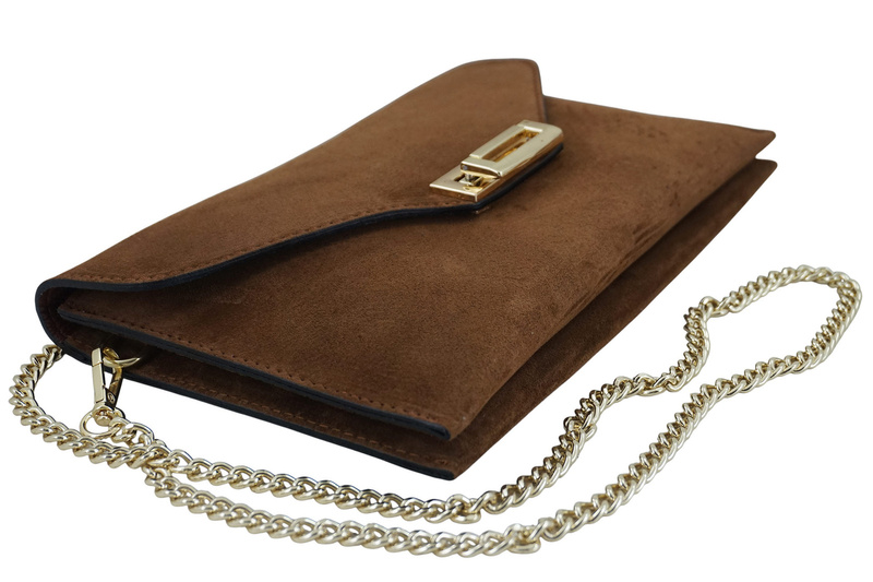 Stylowa kopertówka zamszowa Barberinis - Brązowa