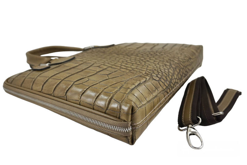 Torba na laptopa damska skórzana Barberinis - Beżowa ciemna