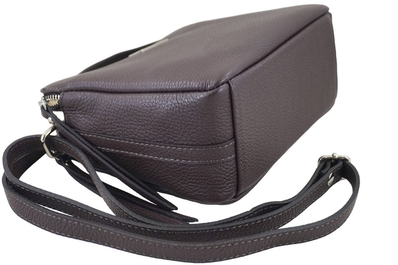 Torebka skórzana damska włoska - Brązowa ciemna