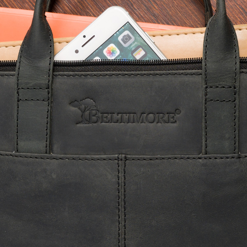 Teczka aktówka pokrowiec futerał na komputer laptopa 13" skórzana czarna Beltimore S13