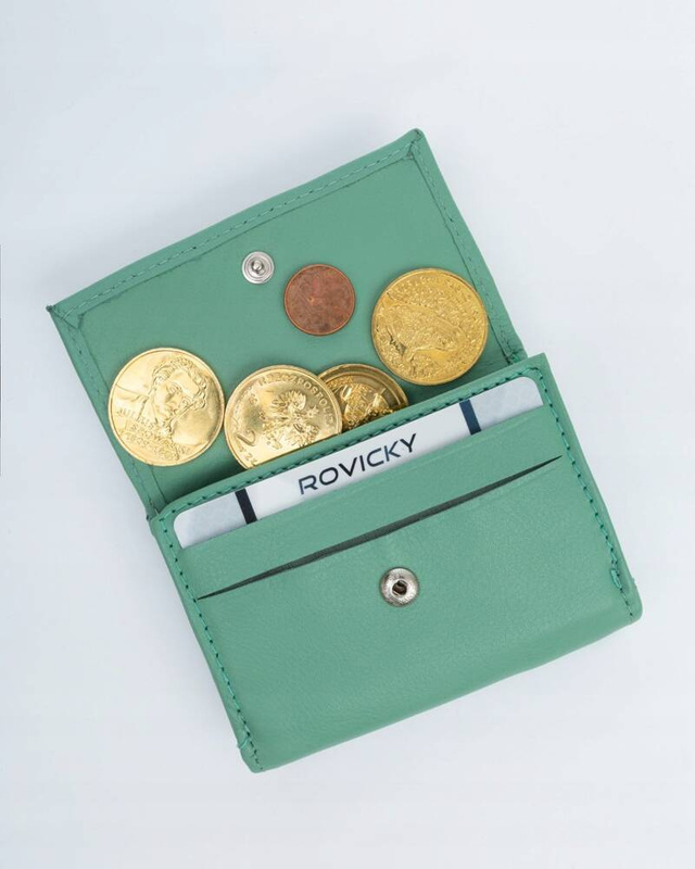 Rovicky Portfel Damski Mała Portmonetka Skóra Naturalna Przegrody Kieszeń