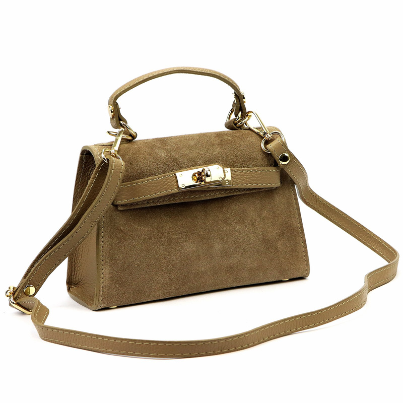 Skórzana Zamszowa damska mała listonoszka torebka na ramię z uchwytem Luka