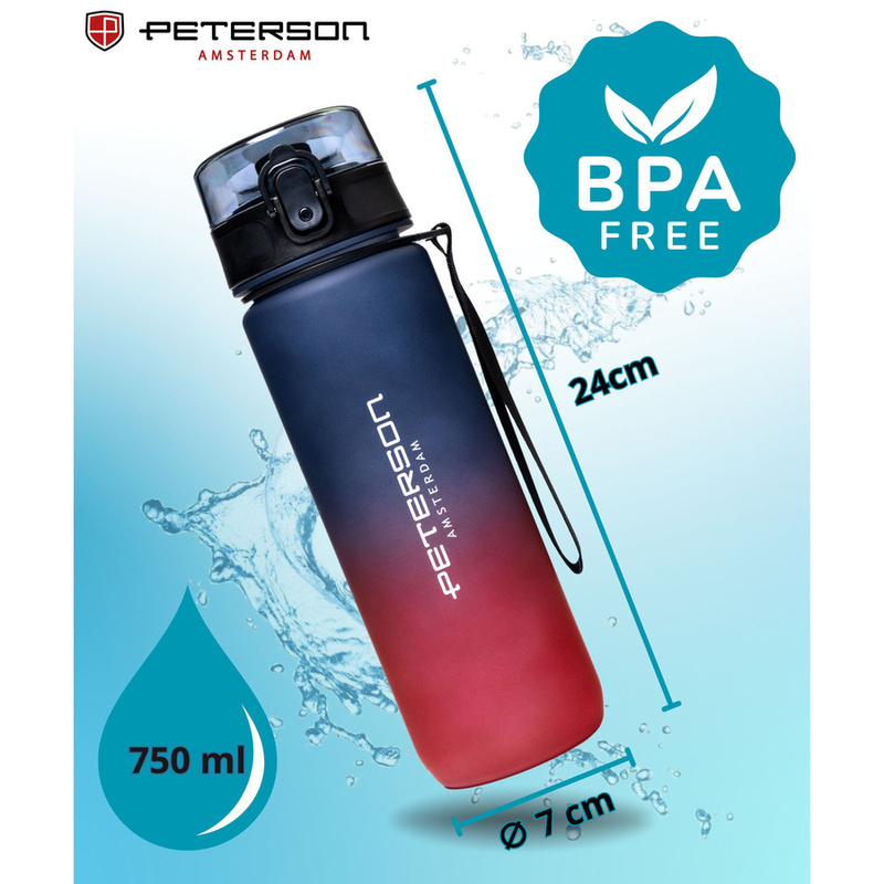 Czerwono-fioletowy, tritanowy bidon na wodę wolny od BPA - Peterson