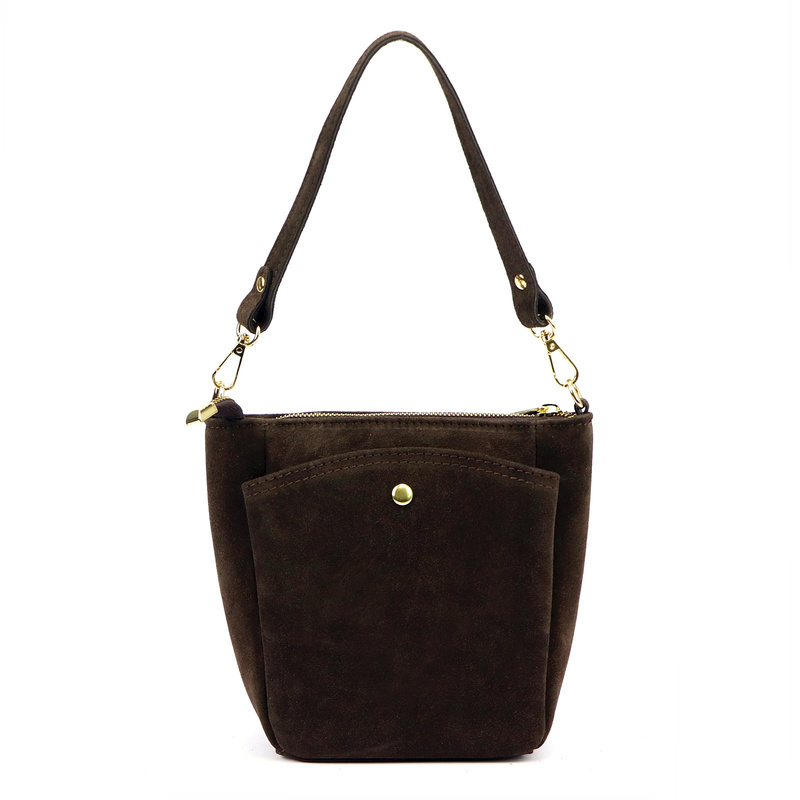 Vera Pelle damska listonoszka torebka na ramię skóra naturalna zamszowa