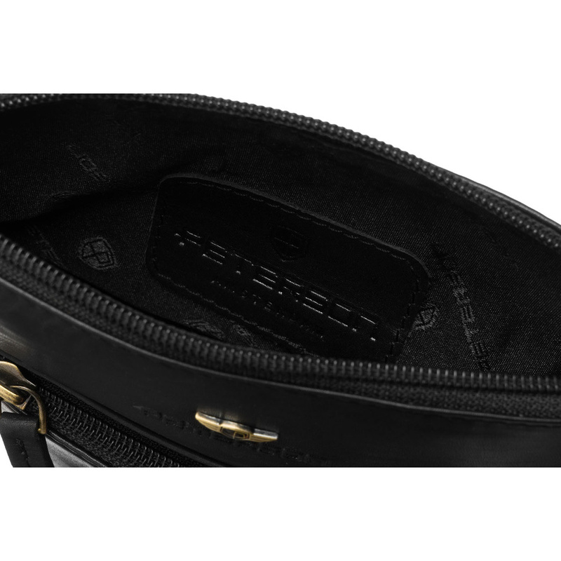 Męska listonoszka ze skóry naturalnej w czarnym kolorze, jednokomorowa i zamykana suwakiem - Peterson