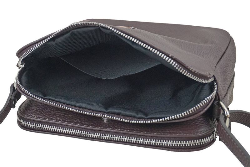 Torebka skórzana damska włoska - Brązowa ciemna