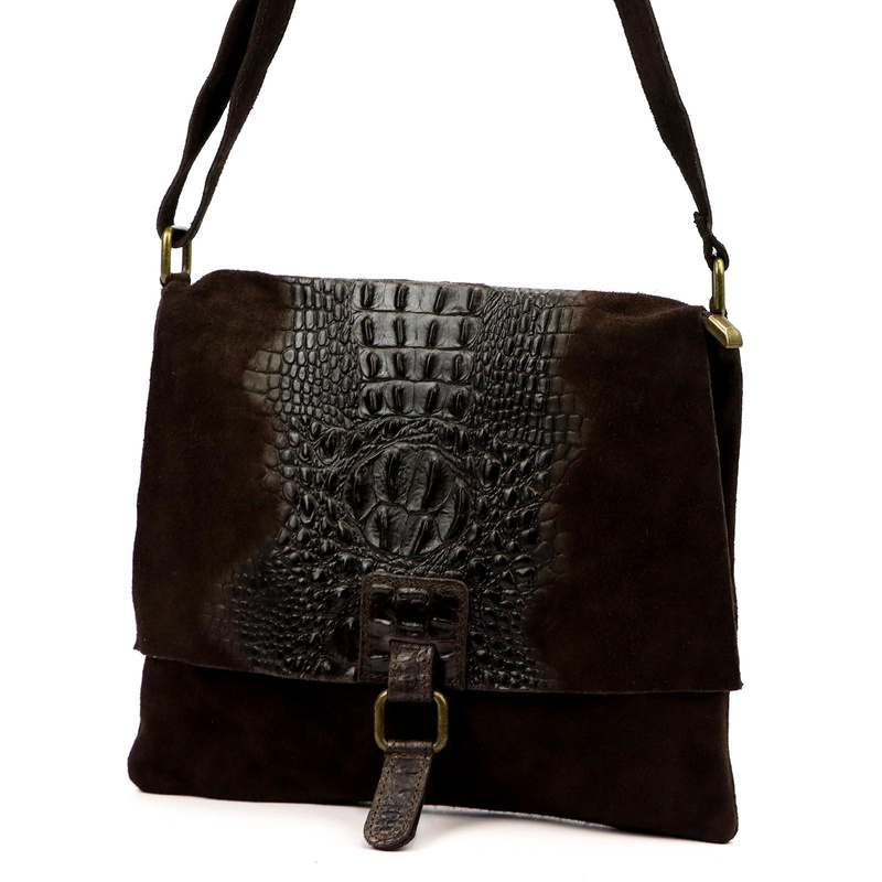 Vera Pelle damska listonoszka skórzana torebka na ramię skóra krokodyla