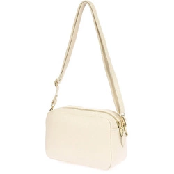 Skórzana damska torebka listonoszka ecru dwukomorowa pojemna na pasku P10