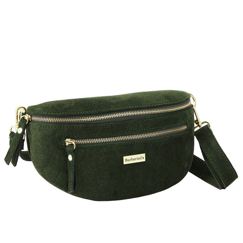 Zamszowa nerka damska Barberinis - Zielona ciemna