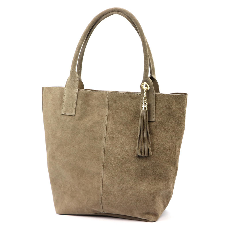 Vera Pelle zamszowa damska shopperbag skóra naturalna torebka na ramię