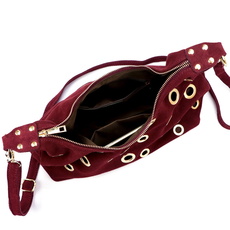 Vera Pelle damska listonoszka skóra naturalna zamszowa torebka na ramię