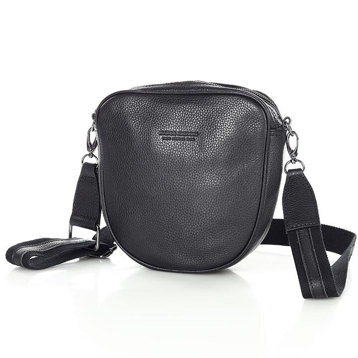 Torba skórzana na dwa zamki crossbody camera bag - MARCO MAZZINI czarny