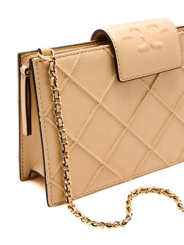Beżowy portfel damski Tory Burch 167250 ze skóry jagnięcej