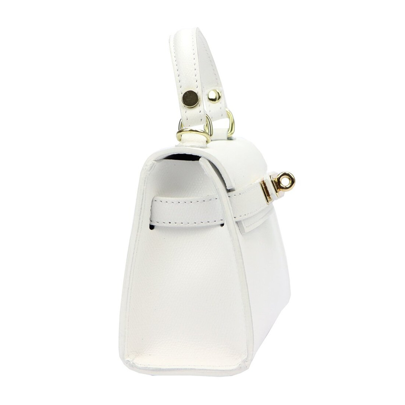 Mały damski kuferek listonoszka skórzana torebka do ręki z paskiem Luka