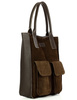 Torebka zamszowa shopper bag z kieszeniami skóra naturalna - MARCO MAZZINI ciemny brąz