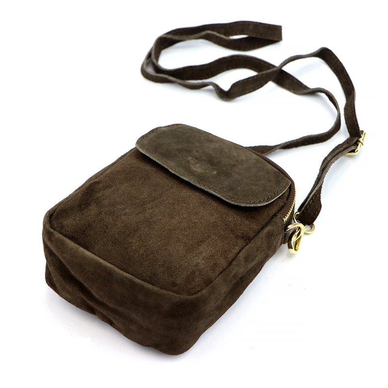 Luka Mała damska dwukomorowa listonoszka skórzana zamszowa przez ramię