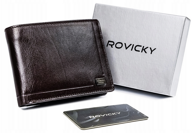 Skórzany rozbudowany męski portfel Rovicky z RFID