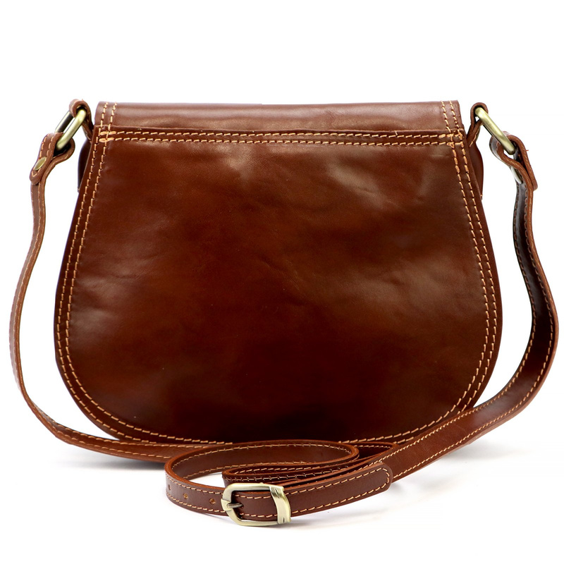 Florence Skórzana damska listonoszka torebka na ramię dwukomorowa z klapą