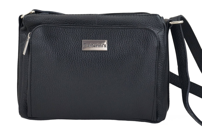 Listonoszka skórzana z kieszeniami - Czarna