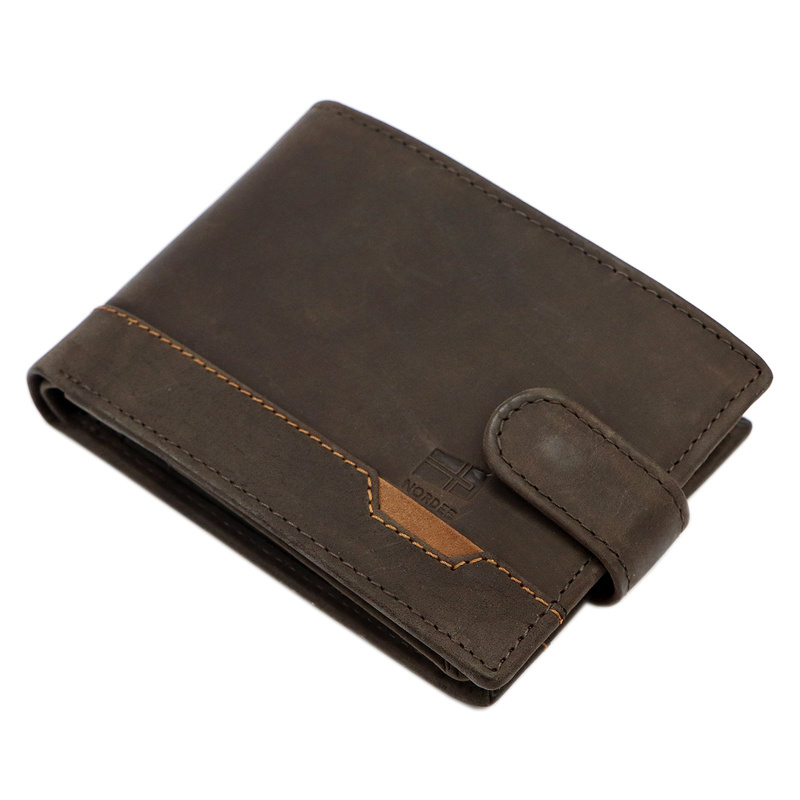 Nordee portfel męski skóra naturalna rozbudowany zamykany na zatrzask