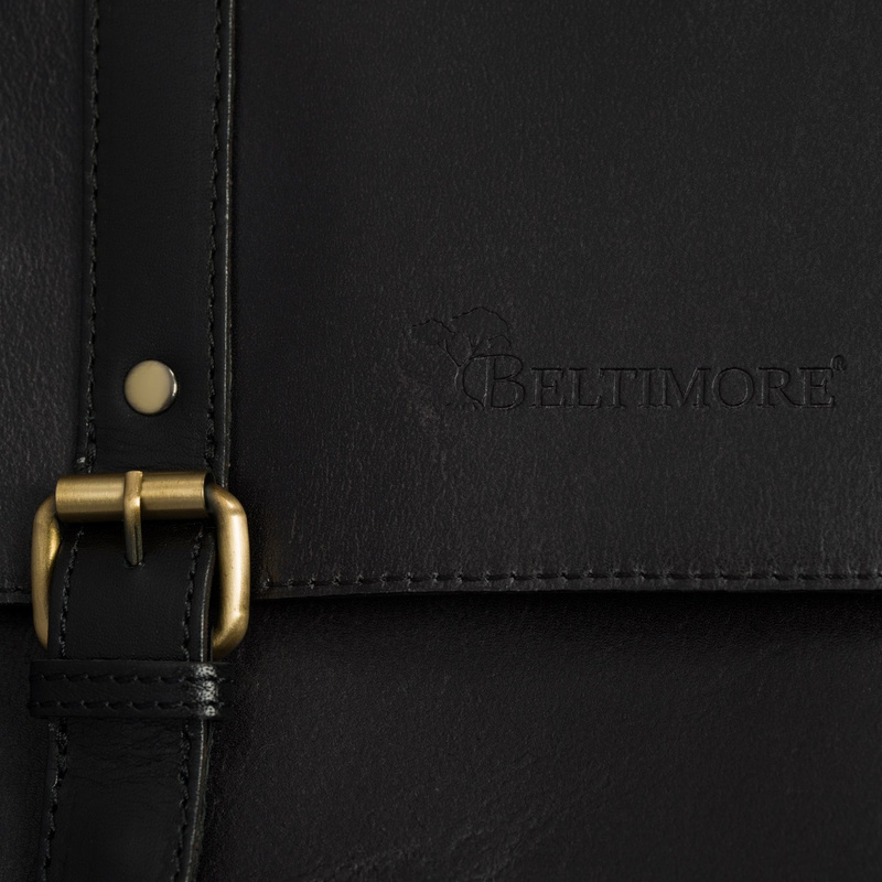Torba męska skórzana na laptopa ramię komputer duża czarna Beltimore N16