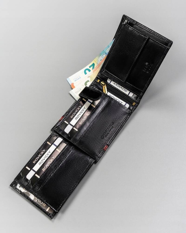 Składany skórzany portfel z systemem RFID Rovicky