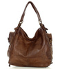 Torba skórzana wysokogatunkowa na ramię styl miejski shoulder leather bag - MARCO MAZZINI czekoladowy brąz