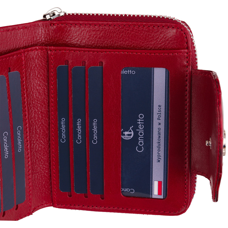 Czerwony portfel damski Canaletto – elegancja, funkcjonalność i ochrona RFID PD1266s90